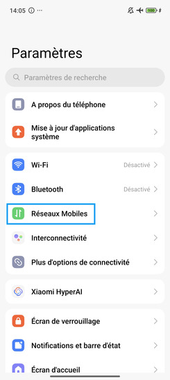 Étape 2 : Sélectionnez Réseaux Mobiles.