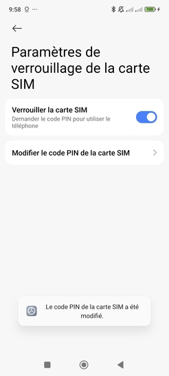 Étape 6 : Le nouveau code PIN est pris en compte immédiatement.Votre code PIN sera désormais requis à chaque redémarrage de votre appareil, vous offrant ainsi une couche supplémentaire de sécurité. Nous comprenons l'importance de protéger votre vie privée et nous sommes ravis de vous aider à renforcer la sécurité de votre mobile.