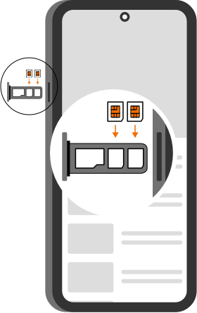 Étape 2 : Placez la ou les cartes Nano SIM dans son/leurs emplacement(s).la SIM Orange dans l'emplacement 1.Nous sommes à votre disposition pour toute assistance supplémentaire et nous vous souhaitons une expérience des plus agréables avec votre mobile Honor X5c Plus 4G.
