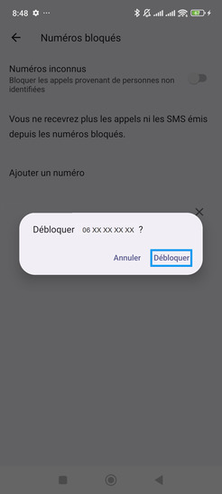 Étape 6 : Confirmez avec Débloquer.