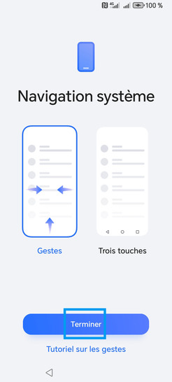 Étape 21 : Utiliser les gestes : appuyez sur Terminer.