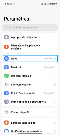 Étape 2 : Allez sur Wi-Fi.