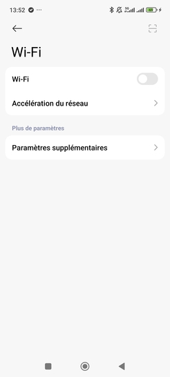 Étape 4 : Le Wi-Fi est désactivé (le curseur est gris).Nous sommes engagés à vous fournir une assistance complète et à vous assurer que vous maîtrisez parfaitement l'utilisation de votre appareil.