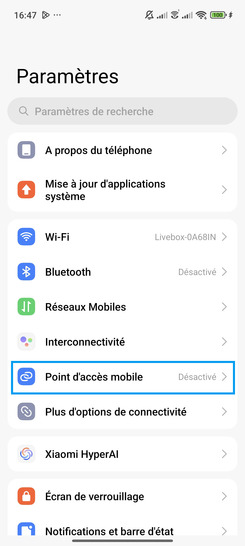 Étape 2 : Choisissez Point d’accès mobile.