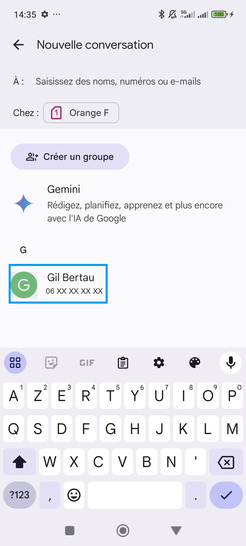 Étape 3 : Définissez un contact ou saisissez le numéro directement.