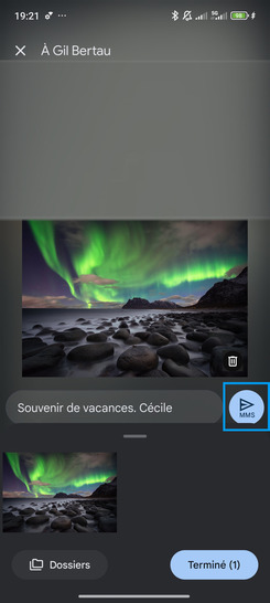Étape 13 : Sélectionnez le pictogramme d'envoi MMS.
