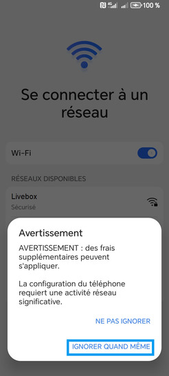 Étape 5 : Poursuivez avec Ignorer quand même.vous pourrez le faire ultérieurement. L'écran du téléphone affiche ensuite successivement Recherche de mises à jour... Cela peut prendre quelques minutes.si jamais le mobile se repositionne sur l'écran Se connecter au Wi-Fi.