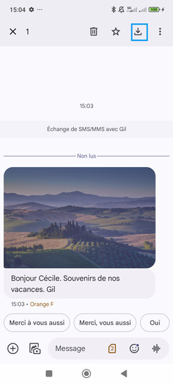 Étape 4 : Sélectionnez le pictogramme Télécharger.