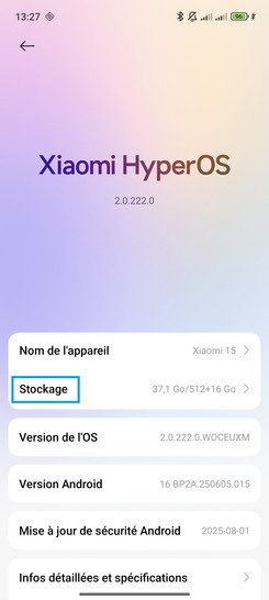 Étape 3 : Choisissez Stockage.