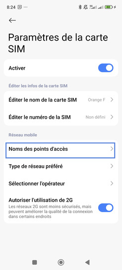 Étape 4 : Sélectionnez Noms des points d'accès.