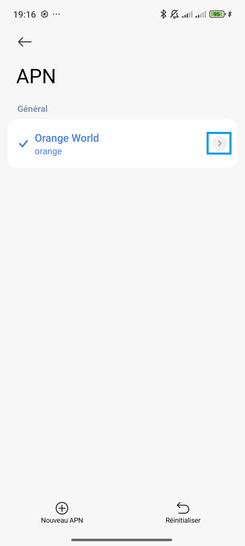 Étape 5 : Sélectionnez la flèche correspondant au profil actif, ici Orange World.