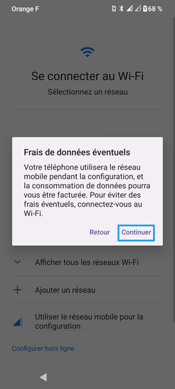 Étape 7 : Confirmez votre choix en sélectionnant Continuer.