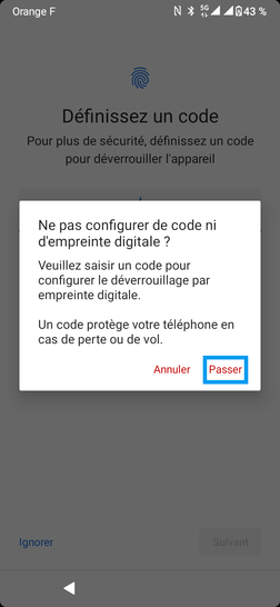 Étape 10 : Cliquez sur Passer.