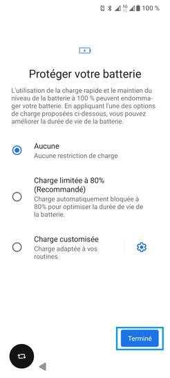 Étape 17 : Protégez votre batterie, allez sur Terminé.