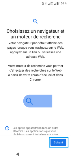 Étape 14 : Choisissez un navigateur et un moteur de recherche avec Suivant.