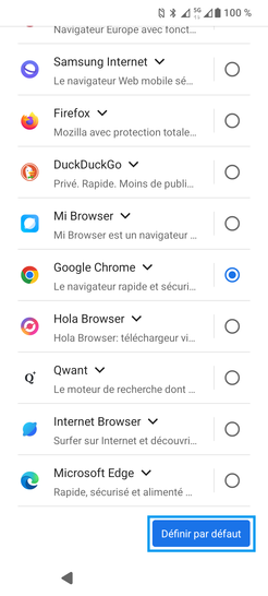 Étape 15 : Définissez un navigateur par défaut.
