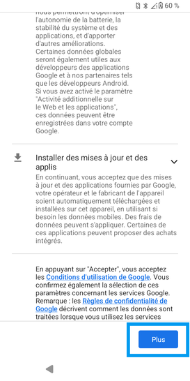 Étape 18 : Gestion des Services Google : poursuivez avec Plus.