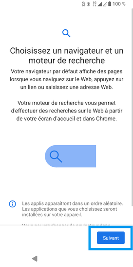 Étape 20 : Choix d'un navigateur et d'un moteur de recherche : continuez avec Suivant.