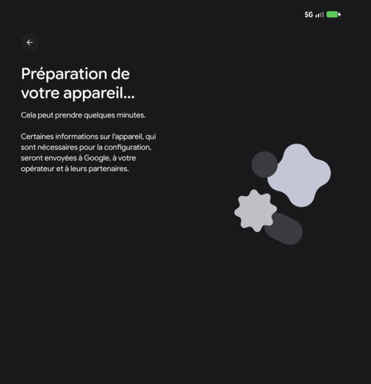 Étape 6 : Patientez pendant la préparation du téléphone.