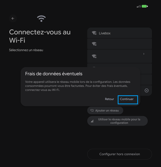Étape 5 : Consultez l'avertissement et poursuivez avec Continuer.