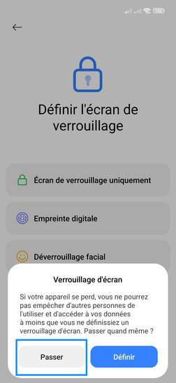 Étape 11 : Sélectionnez Passer.