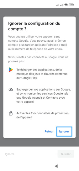 Étape 9 : Confirmez avec Ignorer (notre exemple).