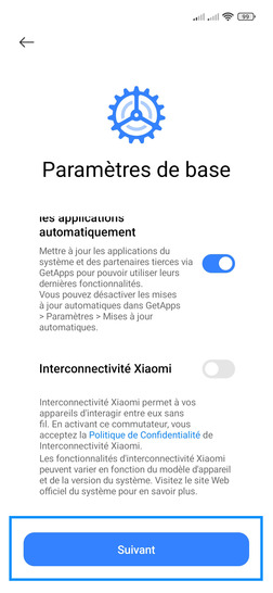 Étape 16 : Faites défiler les paramètres de base puis cliquez sur Suivant.