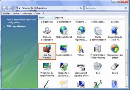 Windows Vista : gérer le pare-feu - Assistance Orange