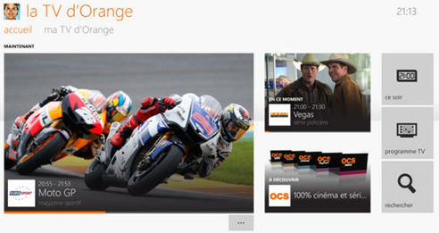 La TV d'Orange sur votre Xbox One, écran d'accueil
