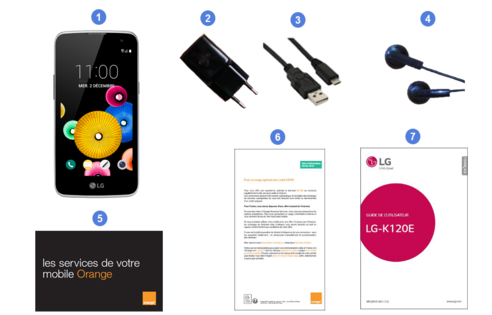 lg k4, contenu du coffret.