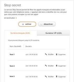 Stop secret : gérer vos numéros bloqués (ligne Livebox 