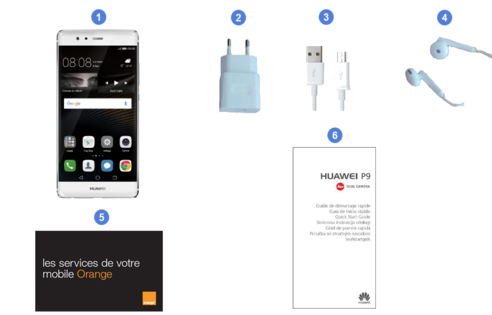 huawei p9, contenu du coffret.