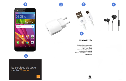 Huawei Y5-II, contenu du coffret.