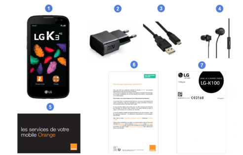 LG K3 4G, contenu du coffret.
