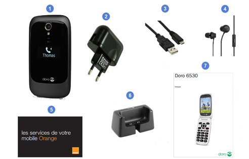 Doro 6530, contenu du coffret.