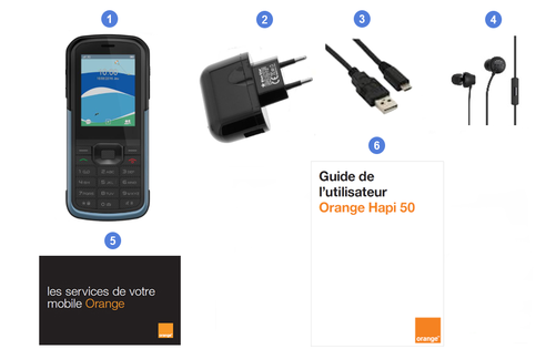Orange Hapi 50, contenu du coffret.