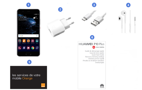 Huawei P10 Plus, contenu du coffret.