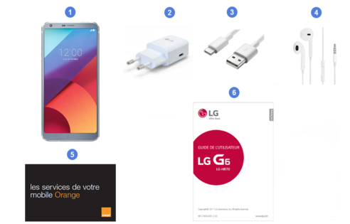 LG G6, contenu du coffret.