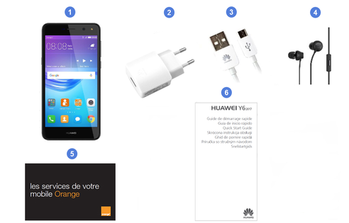 Huawei Y6 2017, contenu du coffret.