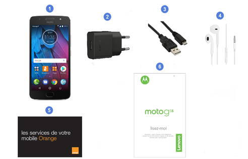 Motorola (Lenovo) moto G5s, contenu du coffret.