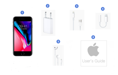 Apple iPhone 8, contenu du coffret.