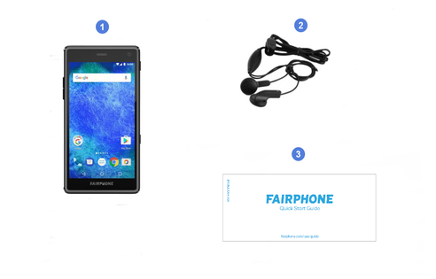 Fairphone 2, contenu du coffret.