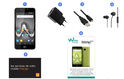 Wiko Tommy 2 Plus, contenu du coffret.