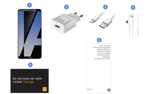 Huawei Mate 10 Pro, contenu du coffret.