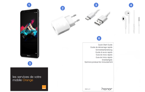 Honor 7X, contenu du coffret.