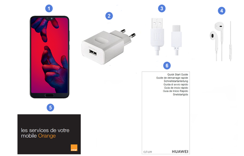 Huawei P20 Pro, contenu du coffret.