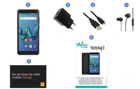 Wiko Tommy 3, contenu du coffret.