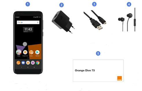 Orange Dive 73, contenu du coffret.