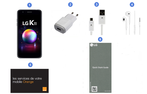 LG K11, contenu du coffret.