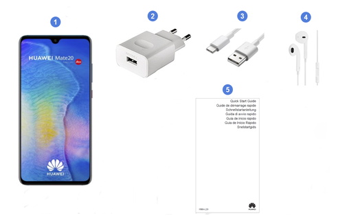 Huawei Mate 20, contenu du coffret.
